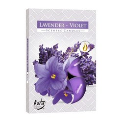 SVÍČKA čajová vonná 6 ks v krabičce Lavender + violet