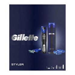 GILLETTE box Styler + náhradní hlavice + gel Sensitive + stojan