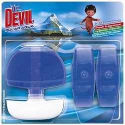 DR. DEVIL tekutý WC blok Polar Aqua 3 x 55 ml + koš