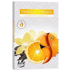 SVÍČKA čajová vonná 6 ks v krabičce Vanilla + Orange