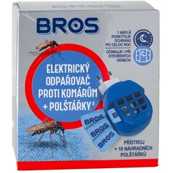 BROS elektrický odpařovač proti komárům + 10 x náplň polštářky