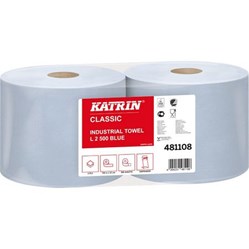 KATRIN Classic L2 průmyslová role, 2vrstvá, modrá, 500 útržků 1 role Prodej pouze po balení (481108)