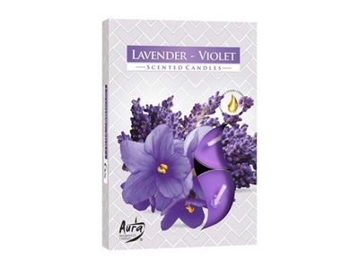 SVÍČKA čajová vonná 6 ks v krabičce Lavender + violet