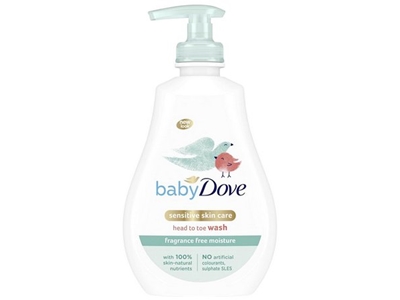 DOVE Baby dětský mycí gel na tělo i vlásky bez parfemace 400 ml