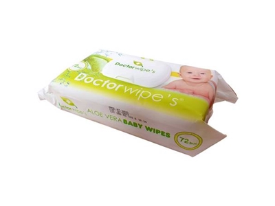 Doctor Wipe's dětské vlhčené ubrousky Aloe vera s klipem 72 ks