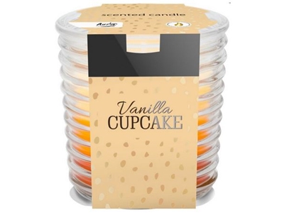 SVÍČKA vonná 3 barvy v žebrovaném obalu Cupcake Vanilla 130 g