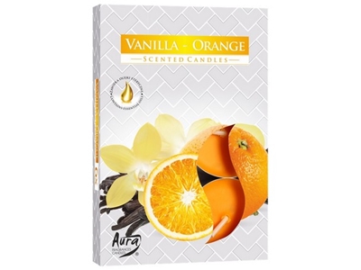 SVÍČKA čajová vonná 6 ks v krabičce Vanilla + Orange