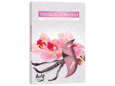 SVIČKA čajová vonná 6 ks v krabičce Vanilla + Orchid