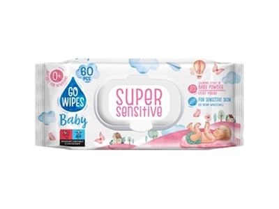 BABY Wipes dětské vlhčené ubrousky Sensitive s rýžovým mlékem + clip 60 ks